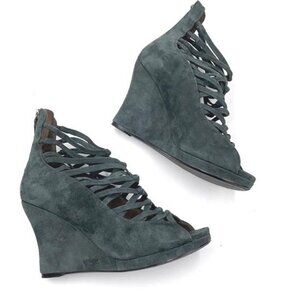 B Makowsky Bfamie Petrol Suede Strappy Wedge